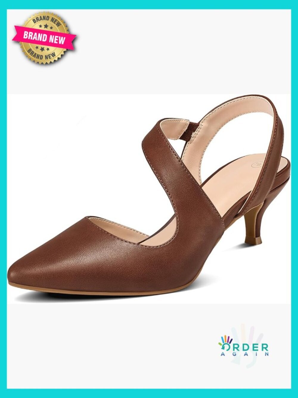 Women's 2 Inch Kitten Heel Slingback Pumps Pointed Toe Low Heel Dress Shoes
